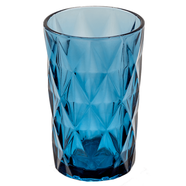 Longdrinkglas blau geriffelt