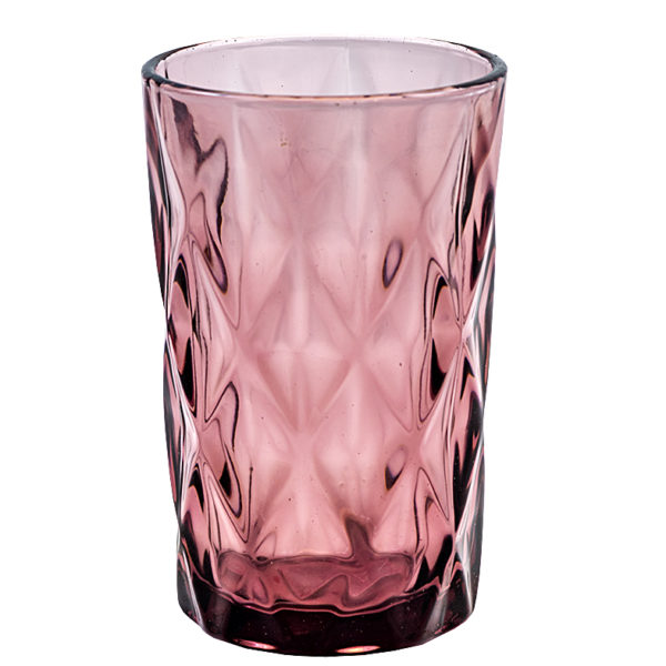 Longdrinkglas Lila Rosa geriffelt