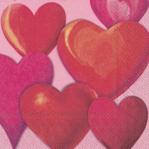 FUNNY HEARTS pink  – Cocktail-Servietten