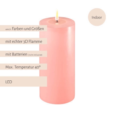 Deluxe Homeart, LED-Kerzen, real flame, Stumpfkerze, Stabkerze, Teelicht, von-mell.de, Rosa
