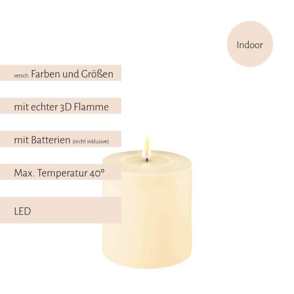 Deluxe Homeart, LED-Kerzen, real flame, Stumpfkerze, Stabkerze, Teelicht, von-mell.de, Creme