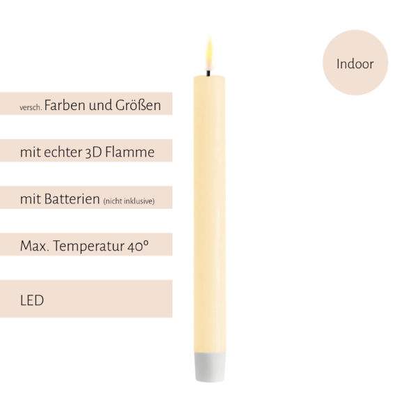 Deluxe Homeart, LED-Kerzen, real flame, Stumpfkerze, Stabkerze, Teelicht, von-mell.de, Creme