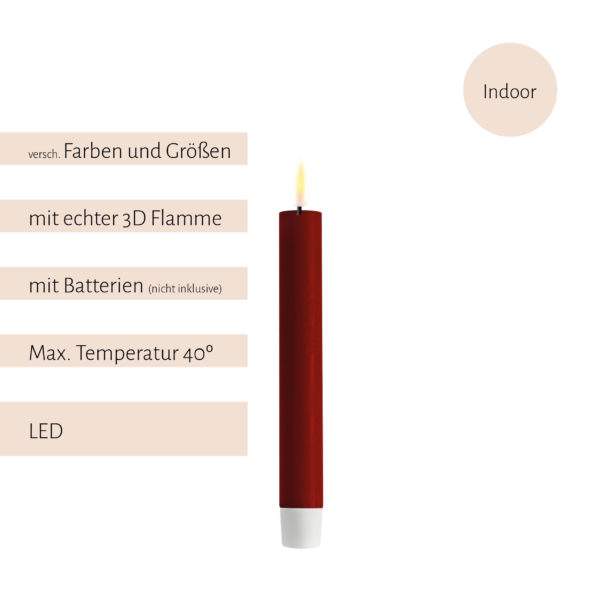 Deluxe Homeart, LED-Kerzen, real flame, Stumpfkerze, Stabkerze, Teelicht, von-mell.de, Bordeaux