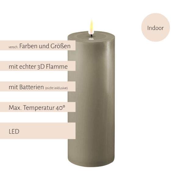 Deluxe Homeart, LED-Kerzen, real flame, Stumpfkerze, Stabkerze, Teelicht, von-mell.de, Sand